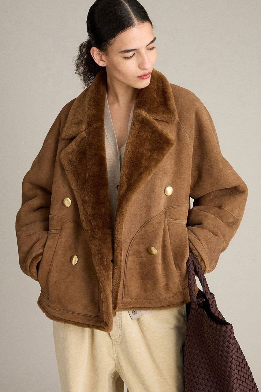 BRILL MERINNOムートンコート (ベージュ, FREE) ブリル ELLE SHOP