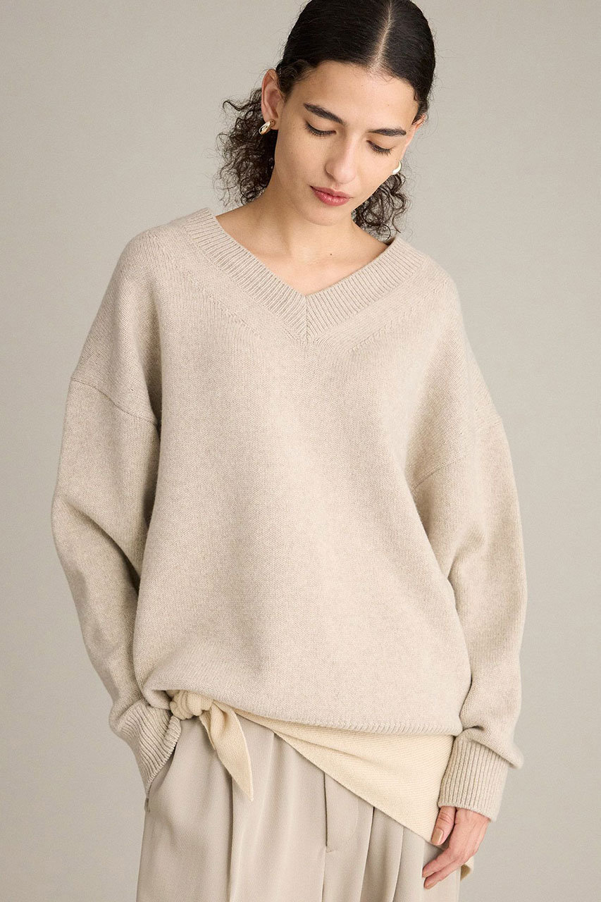 ブリル/BRILLのブリットウールVネックプルオーバー(ベージュ/608069)