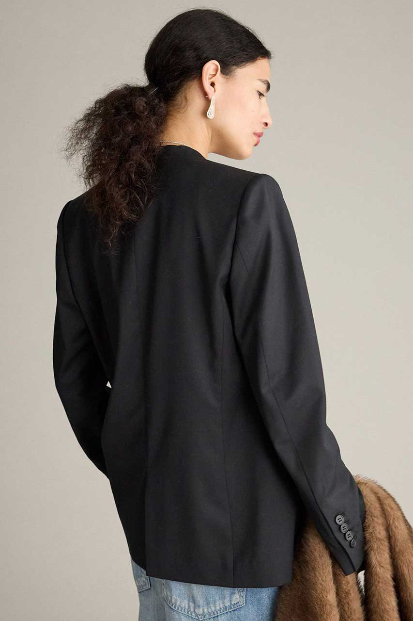 brill ノーカラージャケット ダークグレー BRILL(ブリル)｜ウールノーカラージャケット/ブラック の通販