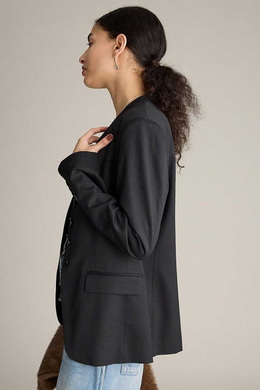 BRILL(ブリル)｜ウールノーカラージャケット/ブラック の通販