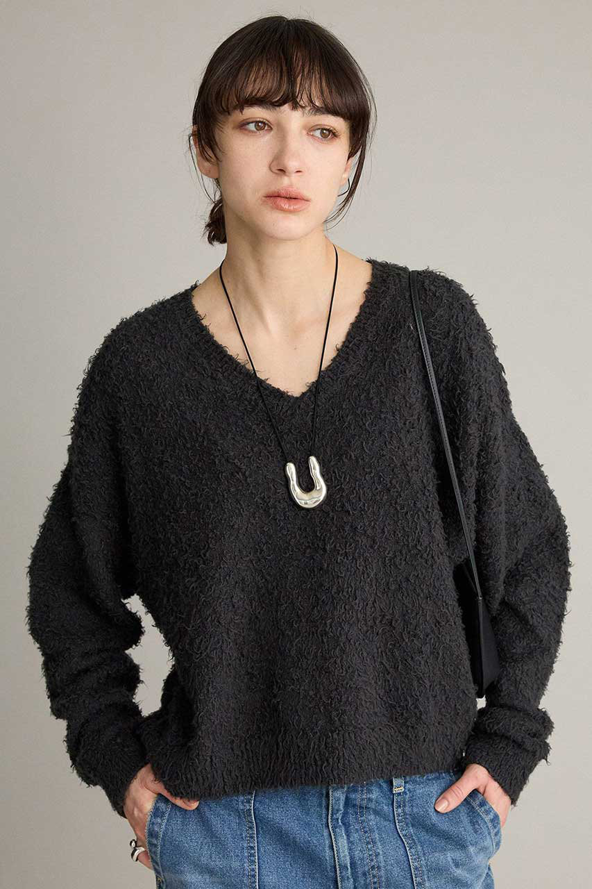 ブリル/BRILLの【予約販売】ニュアンスヤーンVネックプルオーバー(チャコールグレー/635966)