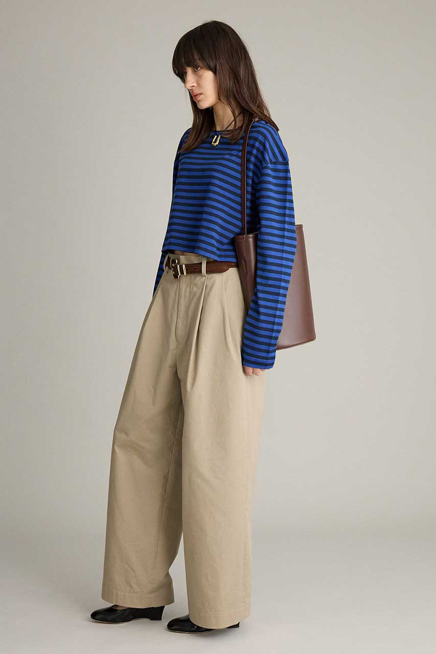 BRILL(ブリル)｜コットンチノタックパンツ/ベージュ の通販｜ELLESHOP