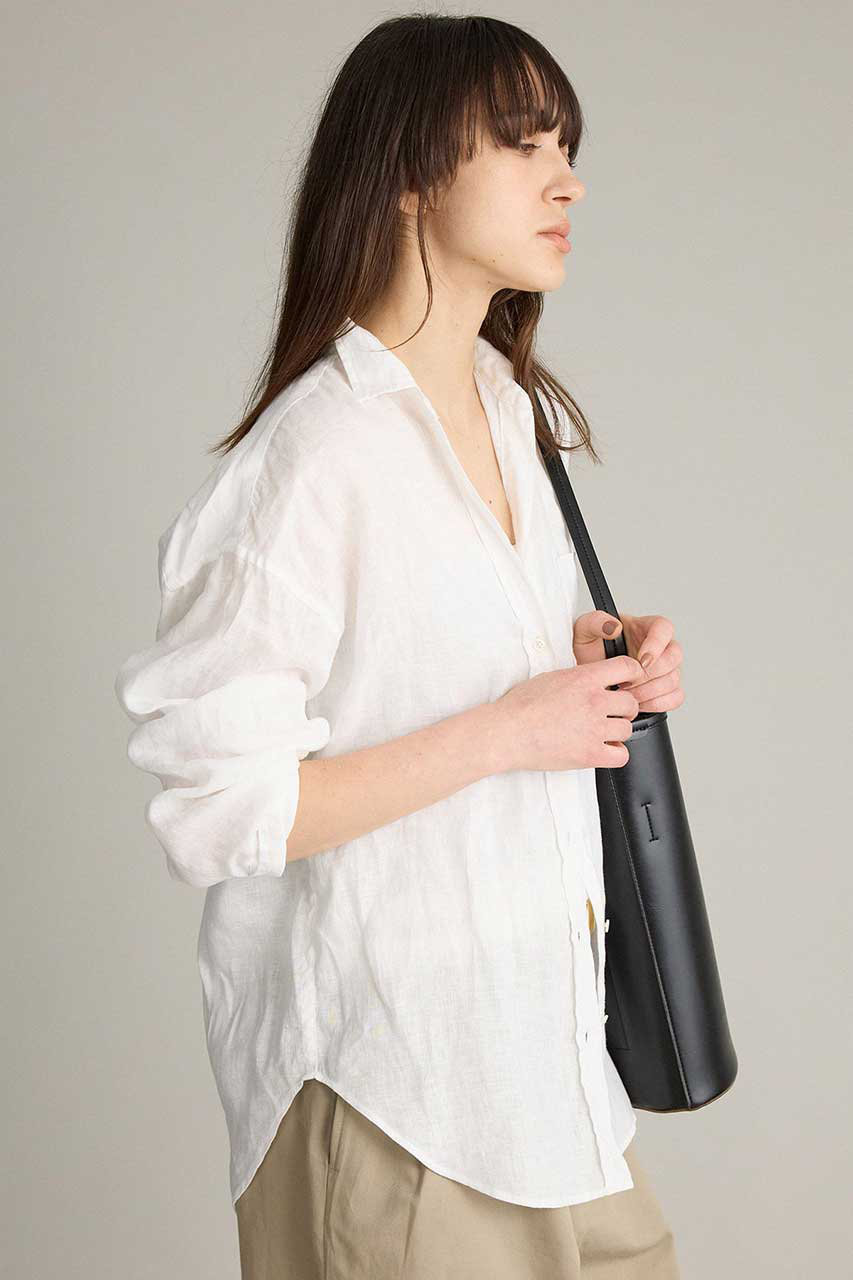 定価35,200 BRILL ブリル リネン スキッパー シャツ ブラウス BRILL(ブリル)｜リネンスキッパーシャツ/ホワイト の通販｜ELLESHOP