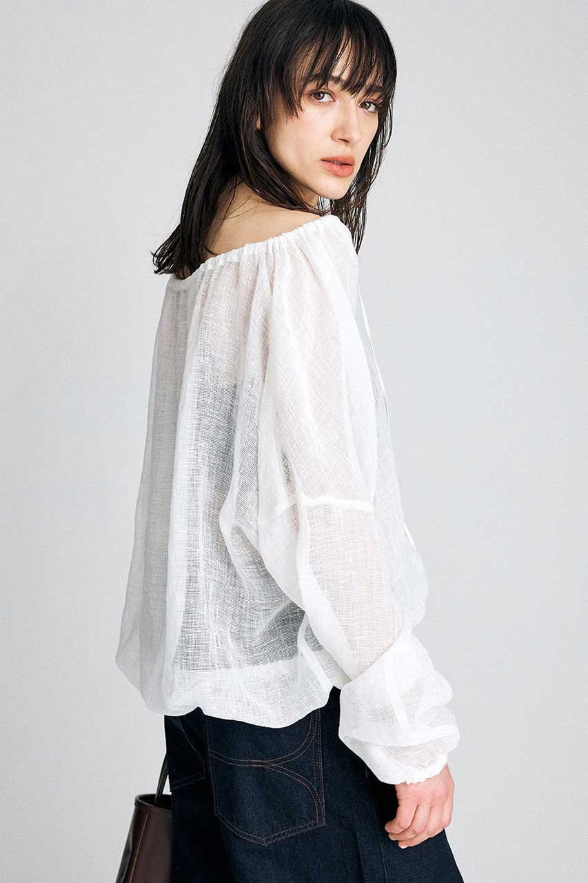 BRILL(ブリル)｜カラミギャザーブラウス/ホワイト の通販｜ELLESHOP 