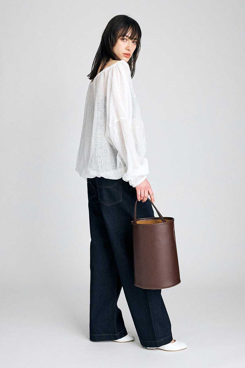 BRILL(ブリル)｜カラミギャザーブラウス/ホワイト の通販｜ELLESHOP 