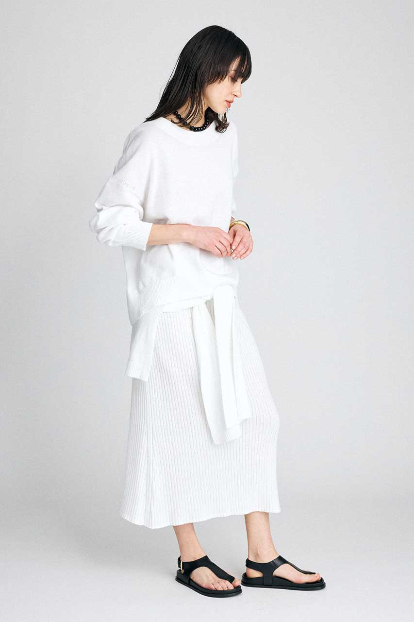 BRILLブリル赤テンジクコットンオーバープルオーバー　トップス美品春ニットss BRILL(ブリル)｜ルーズテンジクプルオーバー/ホワイト の通販