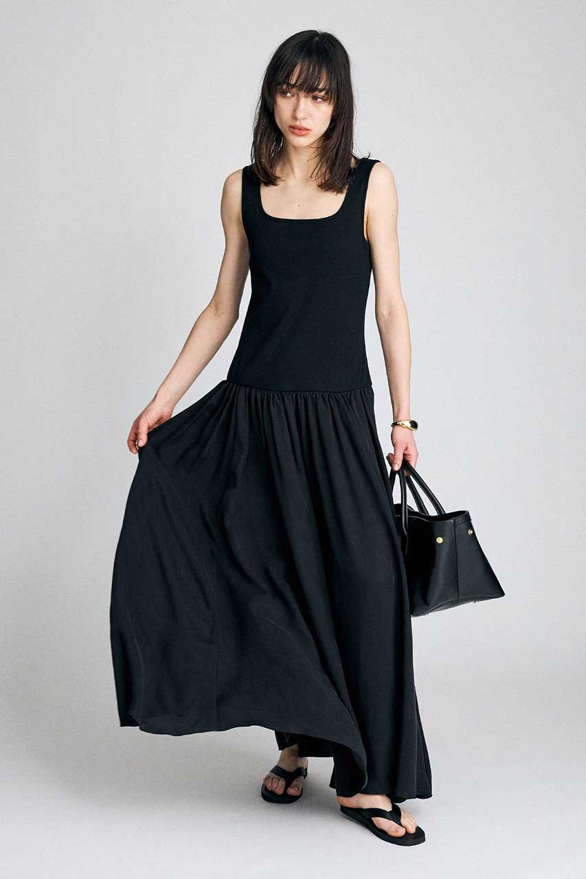 【週末限定】ブリルBRILL コンビギャザーワンピース BRILL(ブリル)｜コンビギャザーワンピース/ブラック の通販｜ELLESHOP