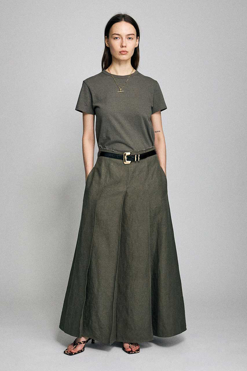 BRILL(ブリル)｜HEMP BIG プリーツスカート/カーキ の通販｜ELLESHOP
