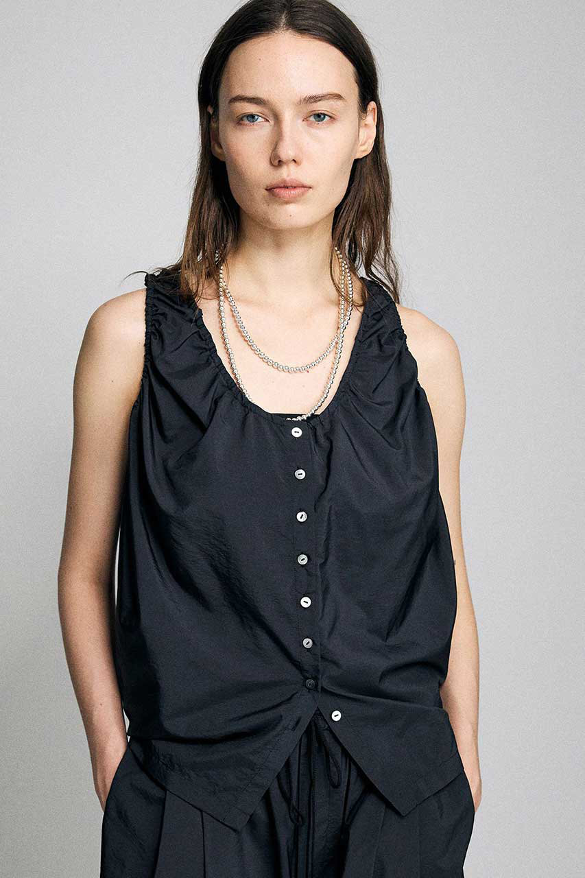 ブリル/BRILLの【予約販売】タフタギャザーノースリーブブラウス(ブラック/668947)