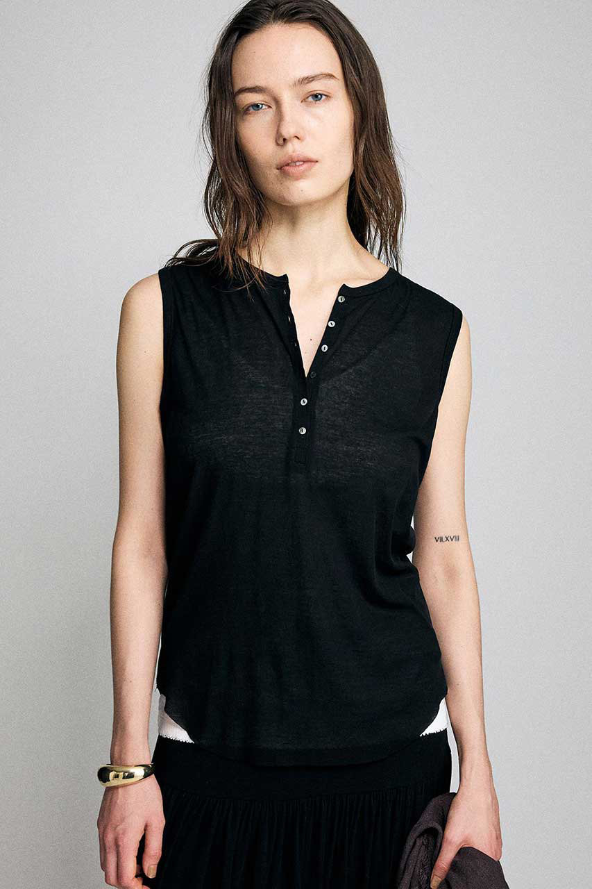 ブリル/BRILLの【予約販売】フライスヘンリーノースリーブ(ブラック/668882)