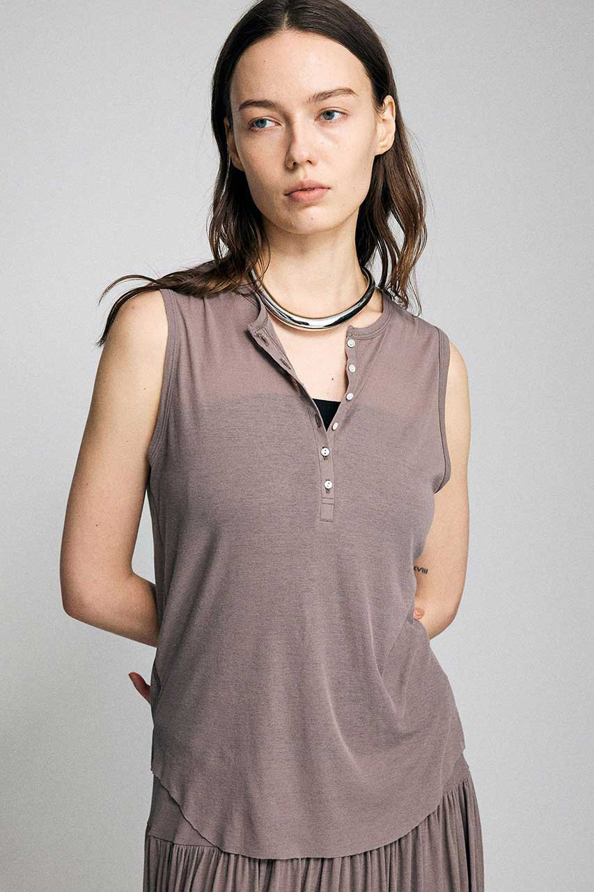 ブリル/BRILLの【予約販売】フライスヘンリーノースリーブ(モカ/668882)