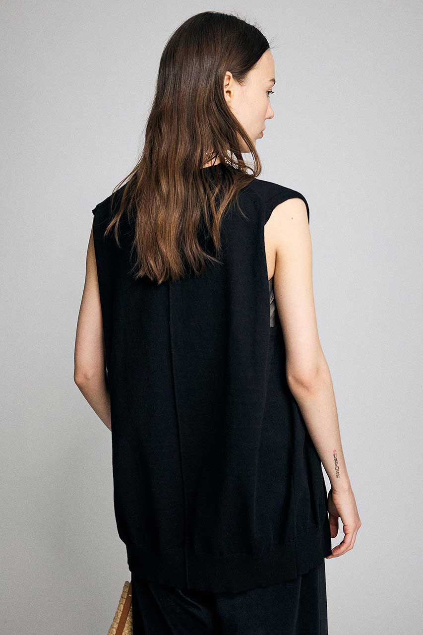 BRILL(ブリル)｜コットンリラックスベスト/ブラック の通販｜ELLESHOP