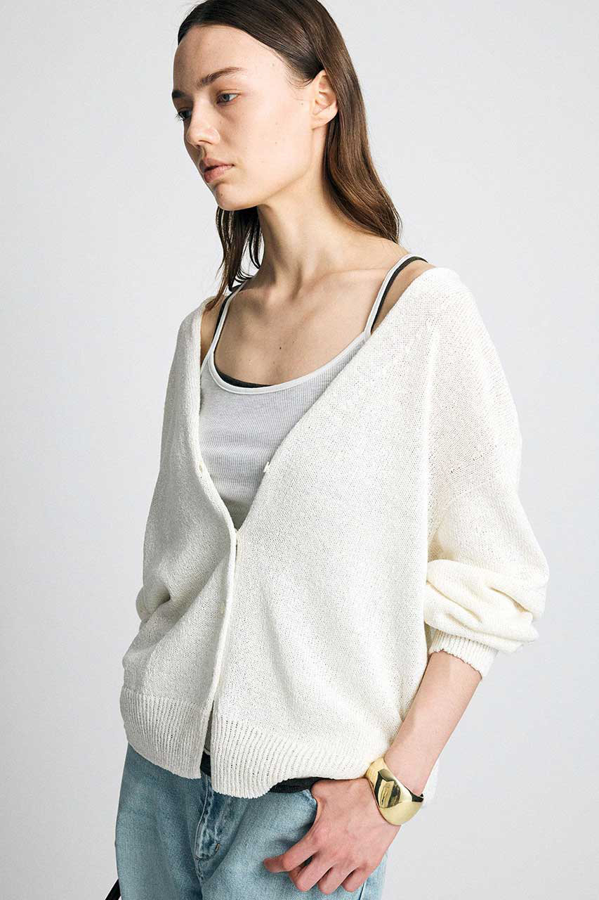BRILL ストレッチVネックカーディガン ホワイト BRILL(ブリル)｜メランジ2WAY カーディガン/ホワイト の通販｜ELLESHOP