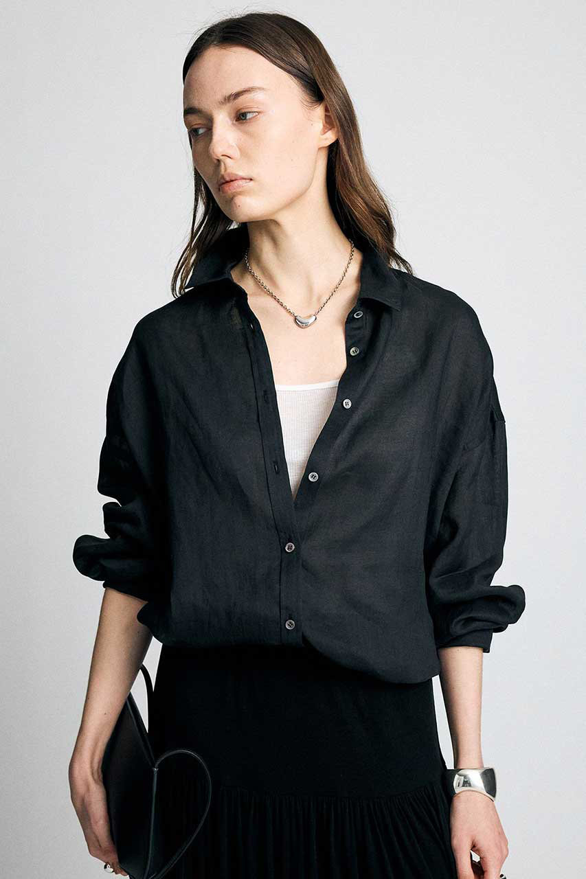 ブリル/BRILLの【予約販売】リネンワイヤーカラーシャツ(ブラック/779499)