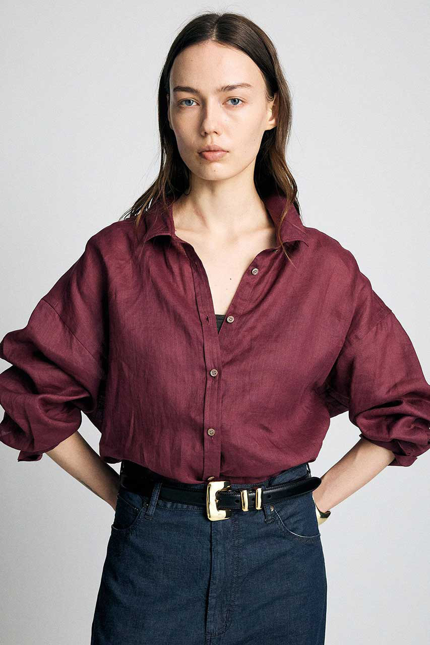 ブリル/BRILLの【予約販売】リネンワイヤーカラーシャツ(ボルドー/779499)