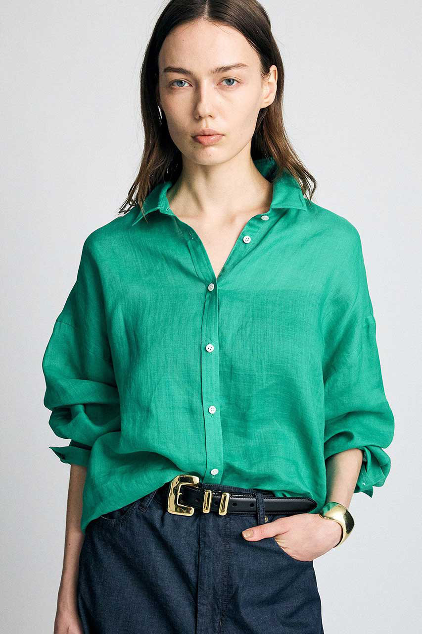 ブリル/BRILLの【予約販売】リネンワイヤーカラーシャツ(グリーン/779499)