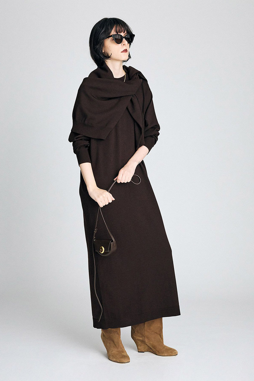 BRILL VICニットBOXワンピース (ブラウン, 36) ブリル ELLE SHOP