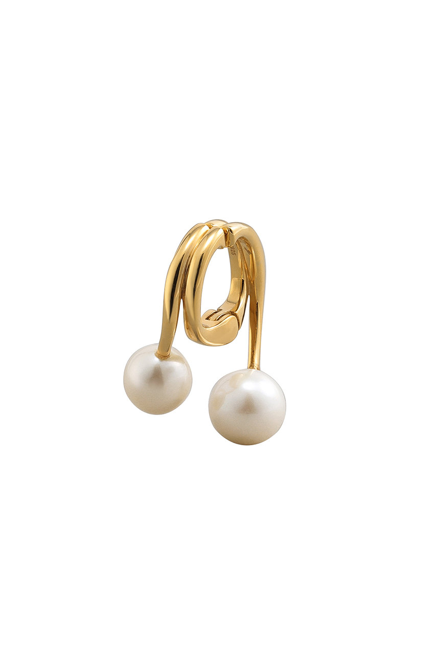 ＜ELLE SHOP＞ PLUS VENDOME PEARL フィット イヤーカフ 2pearl＆hoop（片耳用） (ゴールド F) プラス ヴァンドーム ELLE SHOP