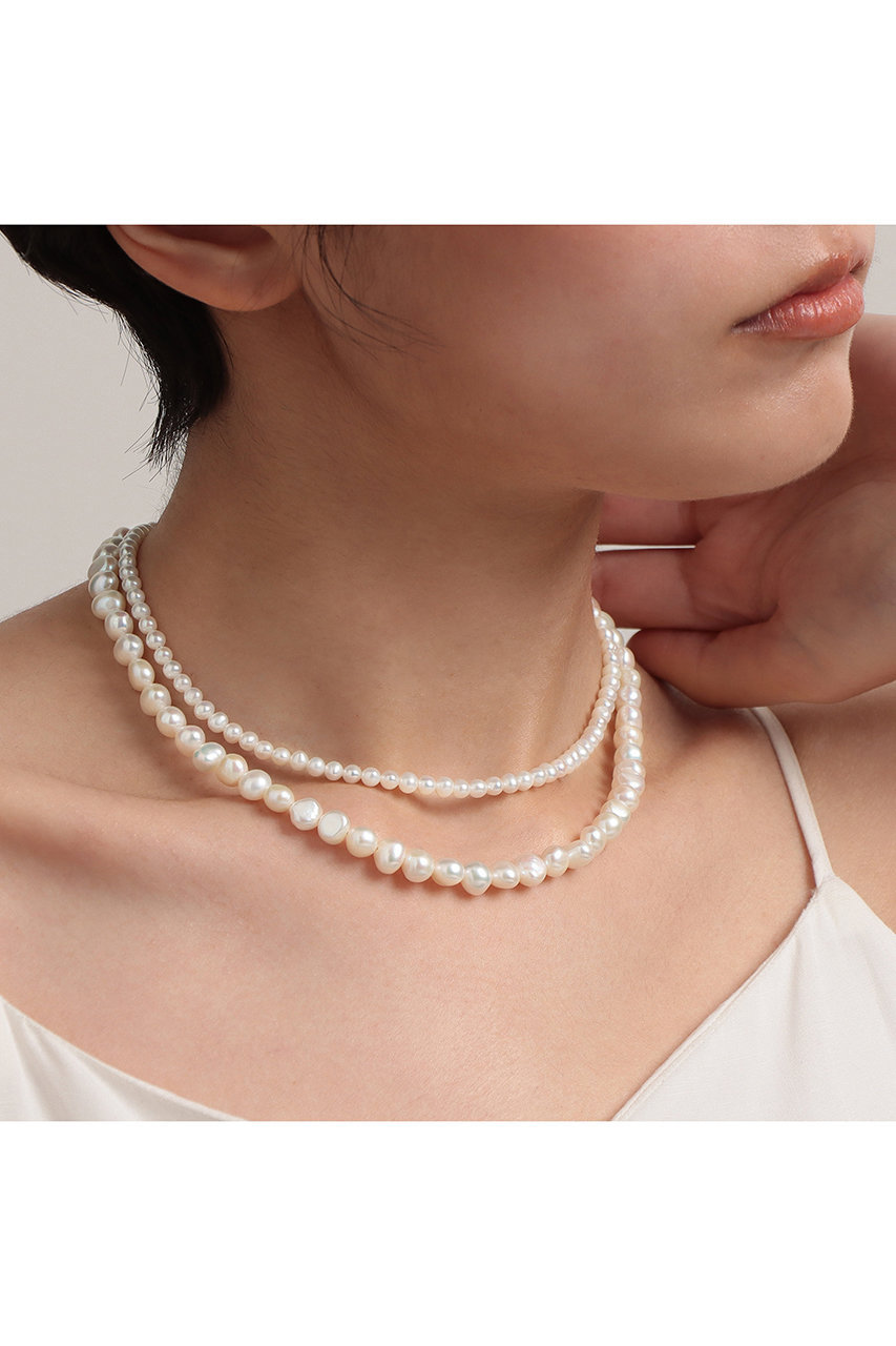 パールメッシュネックレス シルバー バロックパール チェーンミックス ネックレス GP