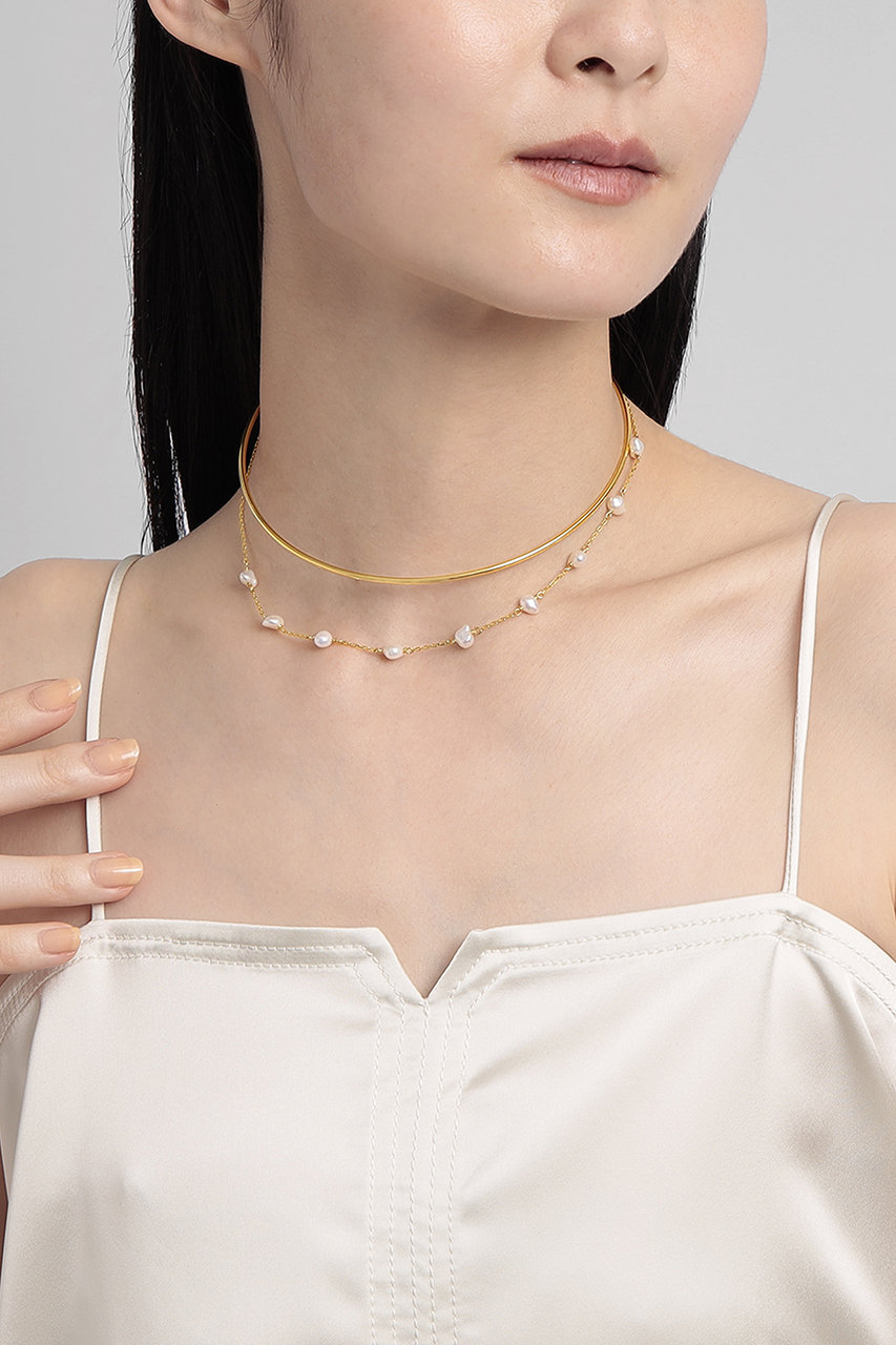 e.m. パール　ゴールドネックレス e.m.（イーエム）の「スタッズ×パールネックレス（ネックレス）」 - WEAR