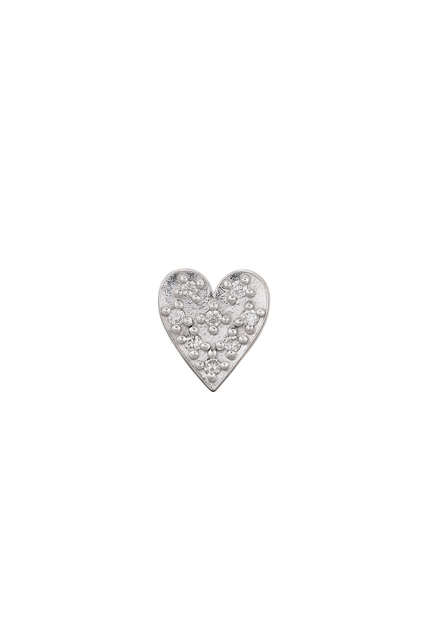 PLUS VENDOME MICROTATTOO K10ブラウンダイヤモンド BIG LOVEシングルピアス（片耳用） (ホワイト, F) プラス ヴァンドーム ELLE SHOP