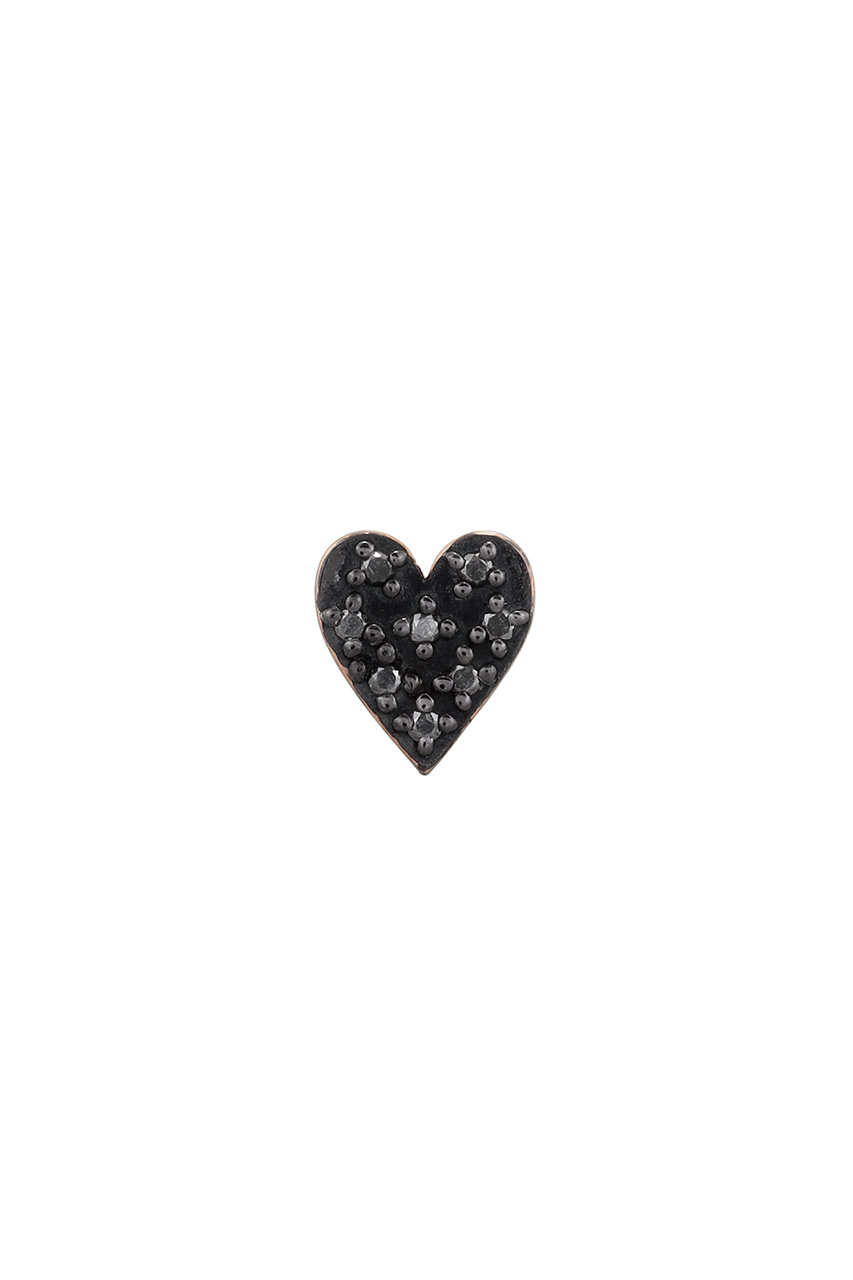 PLUS VENDOME MICROTATTOO K10ブラックダイヤモンド BIG LOVEシングルピアス（片耳用） (ブラック, F) プラス ヴァンドーム ELLE SHOP