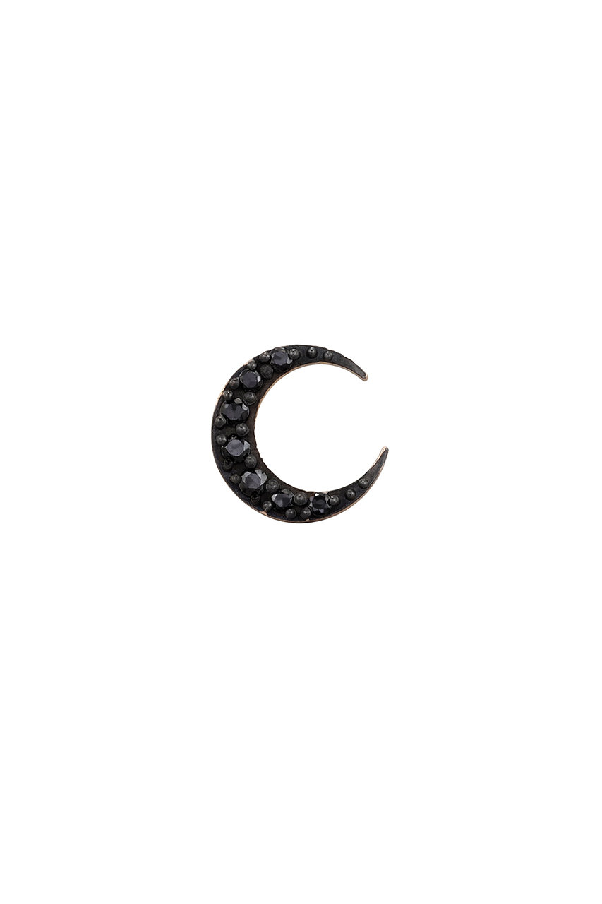 PLUS VENDOME MICROTATTOO K10ブラックダイヤモンド MOONシングルピアス（片耳用） (ブラック, F) プラス ヴァンドーム ELLE SHOP