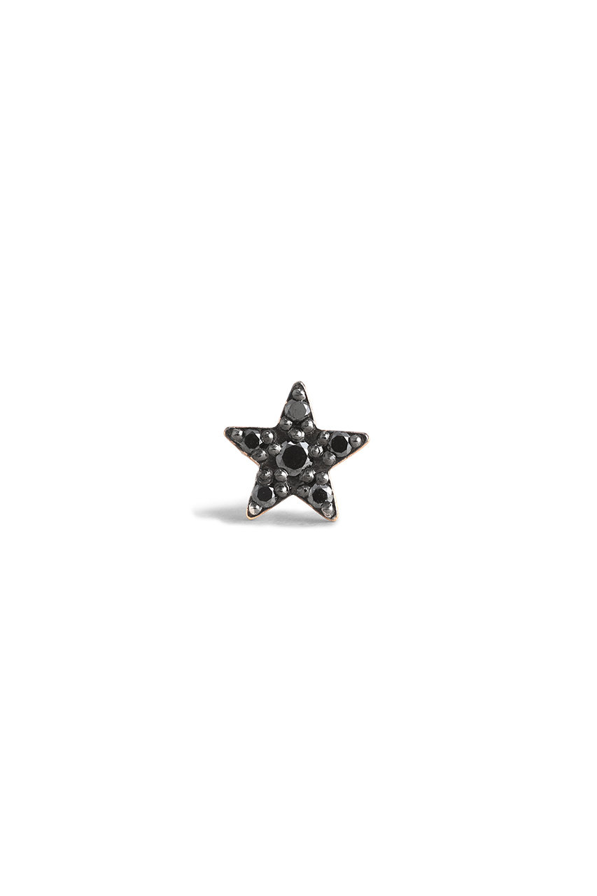 PLUS VENDOME MICROTATTOO K10ブラックダイヤモンド LUCKY STARシングルピアス(片耳用) (ブラック, F) プラス ヴァンドーム ELLE SHOP