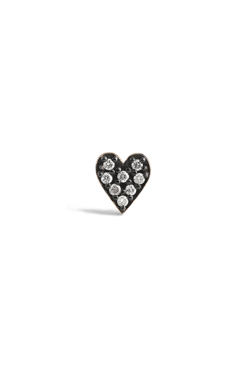 PLUS VENDOME MICROTATTOO K10ブラウンダイヤモンド LOVEシングルピアス(片耳用) (ブラック, F) プラス ヴァンドーム ELLE SHOP