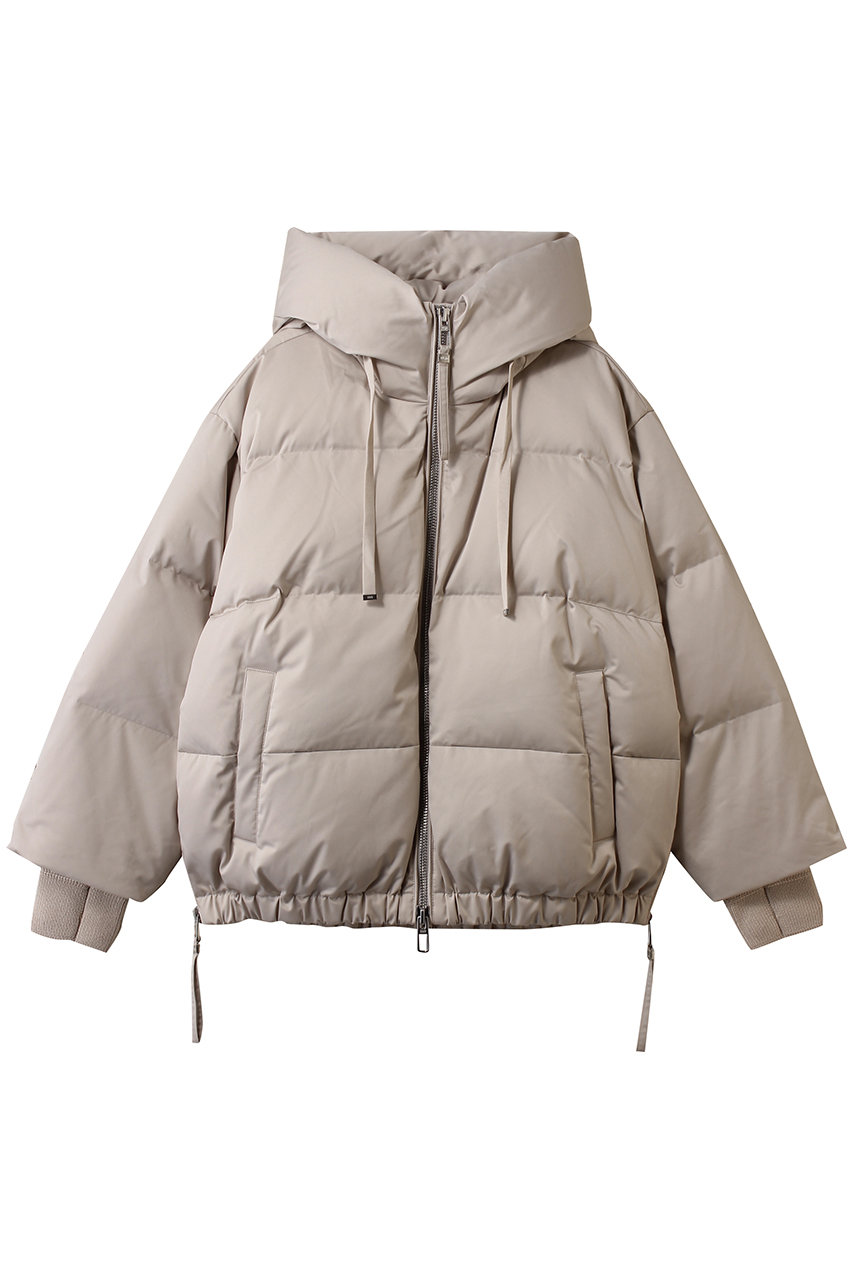 DUNO HEKA サイドジップ フーデッド ダウンブルゾン (ベージュ, 40) デュノ ELLE SHOP