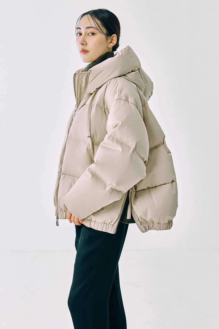 DUNO(デュノ)｜HEKA サイドジップ フーデッド ダウンブルゾン/ベージュ