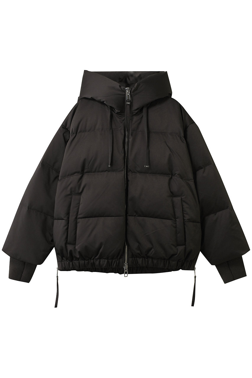 DUNO HEKA サイドジップ フーデッド ダウンブルゾン (ダークブラウン, 40) デュノ ELLE SHOP