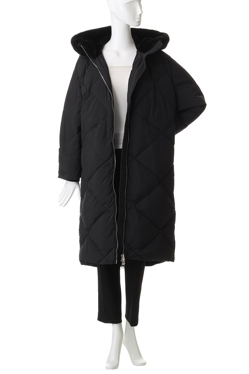 DUNO リバーシブル キルティングリネン 1/2アーム ダウンフェザー40 DUNO(デュノ)｜JENNA フーディーキルトダウンコート/ホワイト の通販