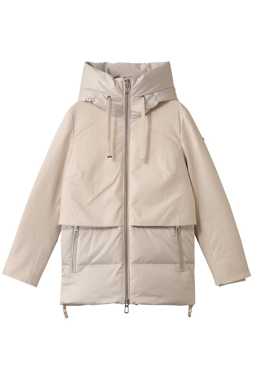 DUNO JULIA ウール切り替えフーディダウン (ベージュ, 42) デュノ ELLE SHOP