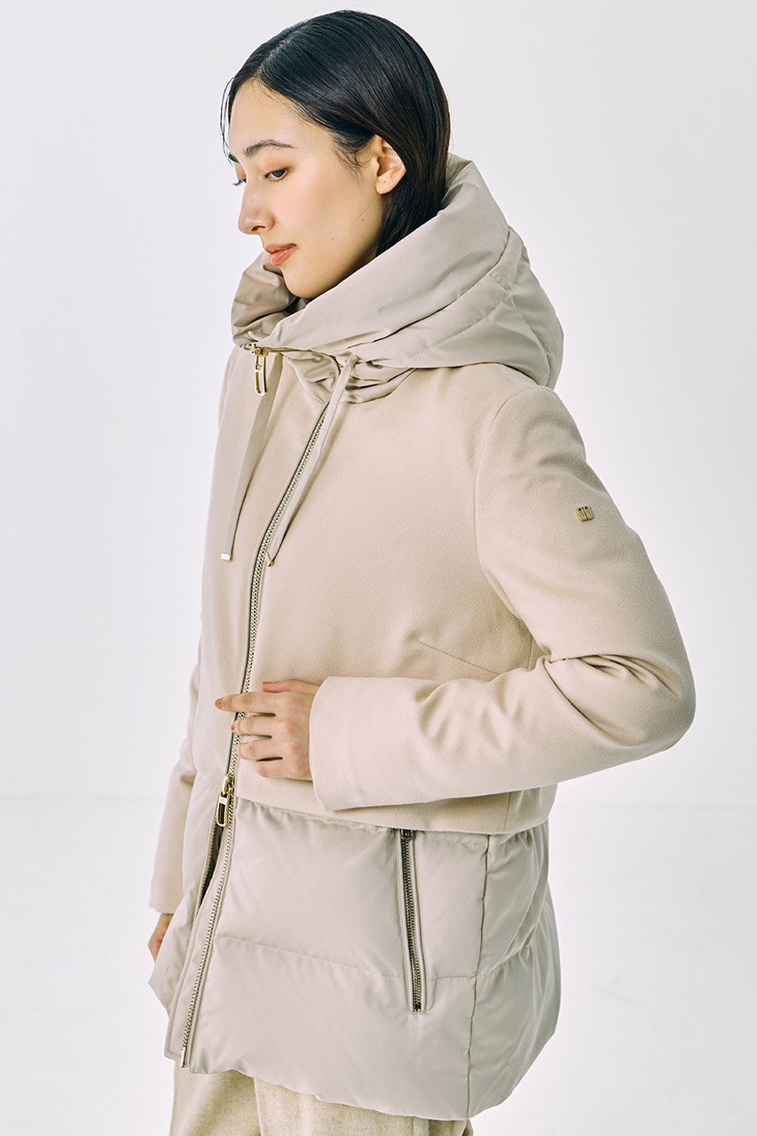 DUNO(デュノ)｜JULIA ウール切り替えフーディダウン/ベージュ の通販