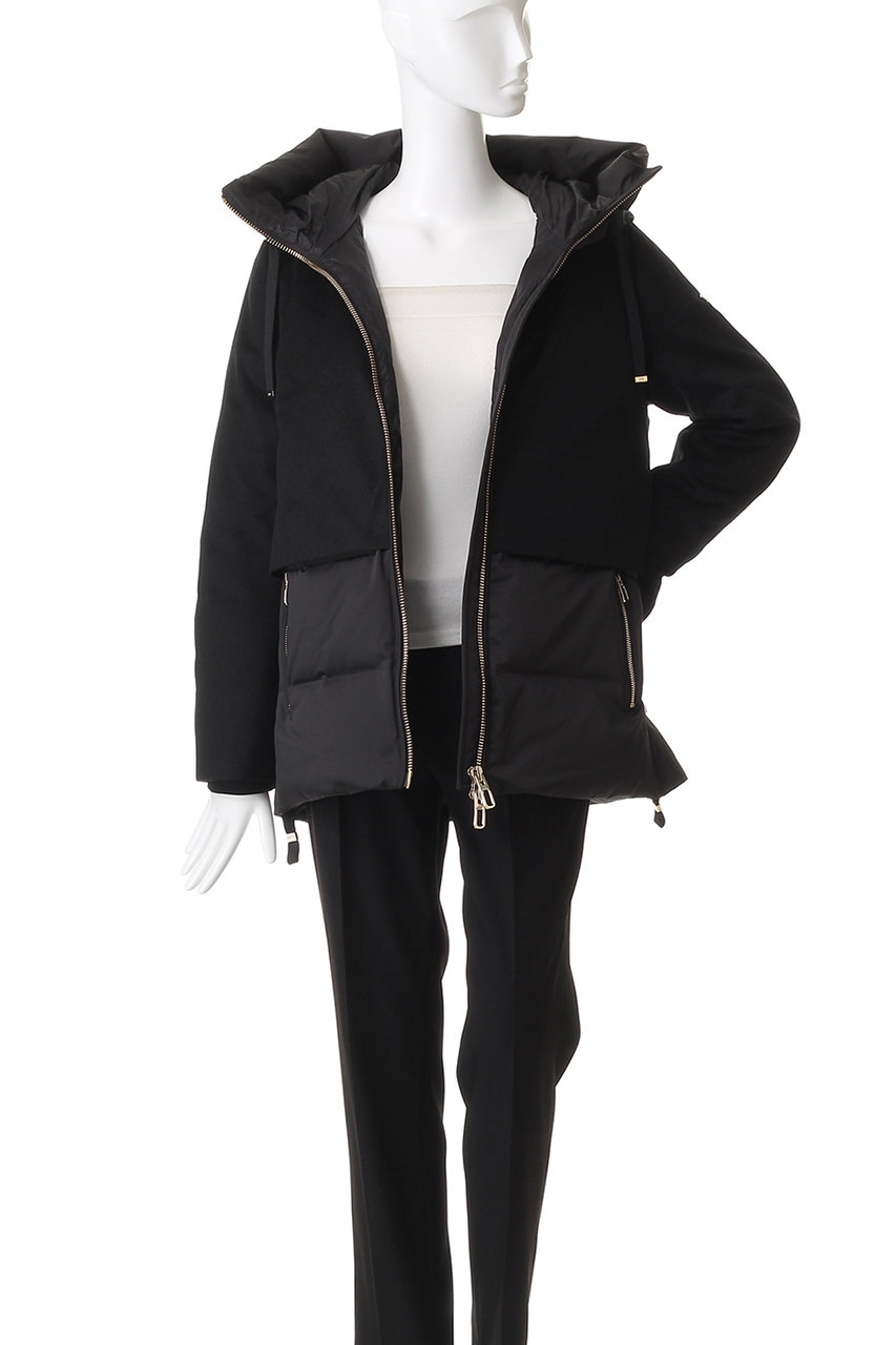 DUNO(デュノ)｜JULIA ウール切り替えフーディダウン/ベージュ の通販