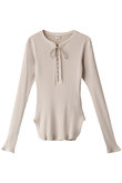 HIGH TWIST COTTON リブ レースアップ ロングスリーブ