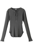 HIGH TWIST COTTON リブ レースアップ ロングスリーブ