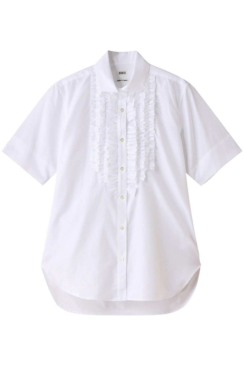 バウト/BOWTEのFINX COTTON フリル ドレスシャツ(ホワイト/241-01-0014)