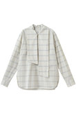 FINX COTTON GRID GRAPH CHECK BOW BLOUSE