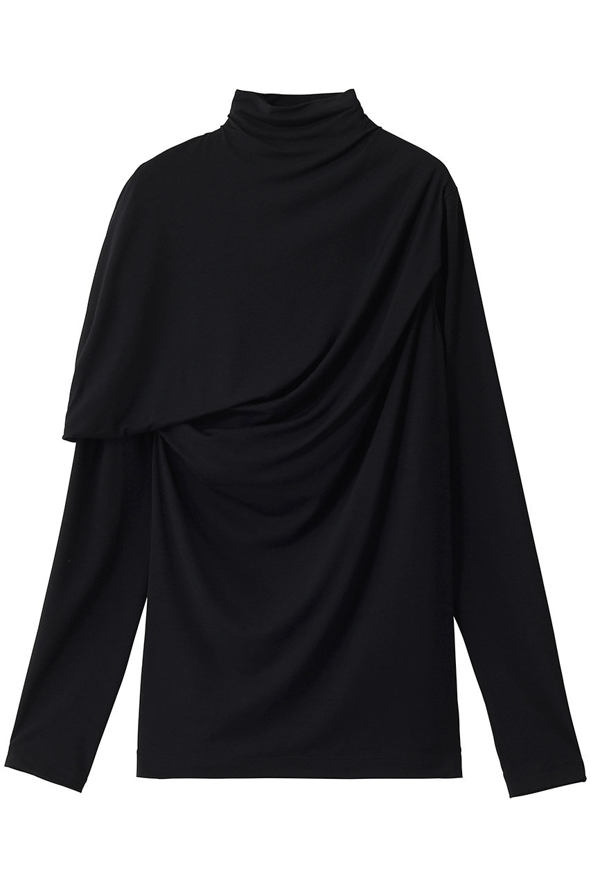 バウト/BOWTEのEXTRA FINE WOOL JERSEY DRAPED TOPS(ブラック/262-02-0003)