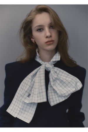 バウト/BOWTEのITALIAN FABRIC WHITE CHECK BOW TIE SHIRT(110400/110403)
