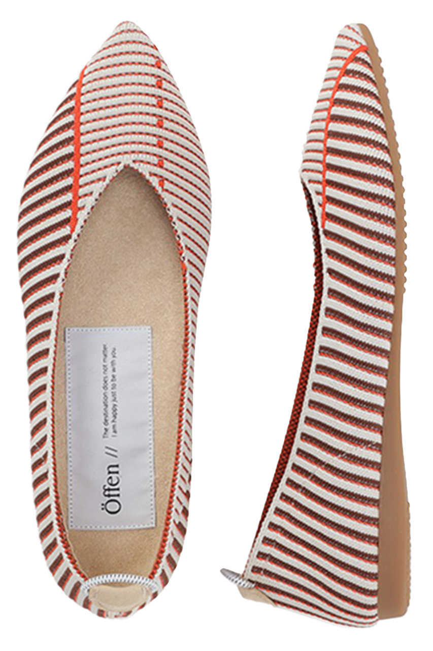 Offen pointed-PALARERU (BEIGE & RED, 39(24.5cm)) オッフェン ELLE SHOP