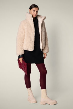 セーブ・ザ・ダック/SAVE THE DUCKのKENNIE D31990W CURL/フェイクファースタンドカラーショートコート(110900/110902)