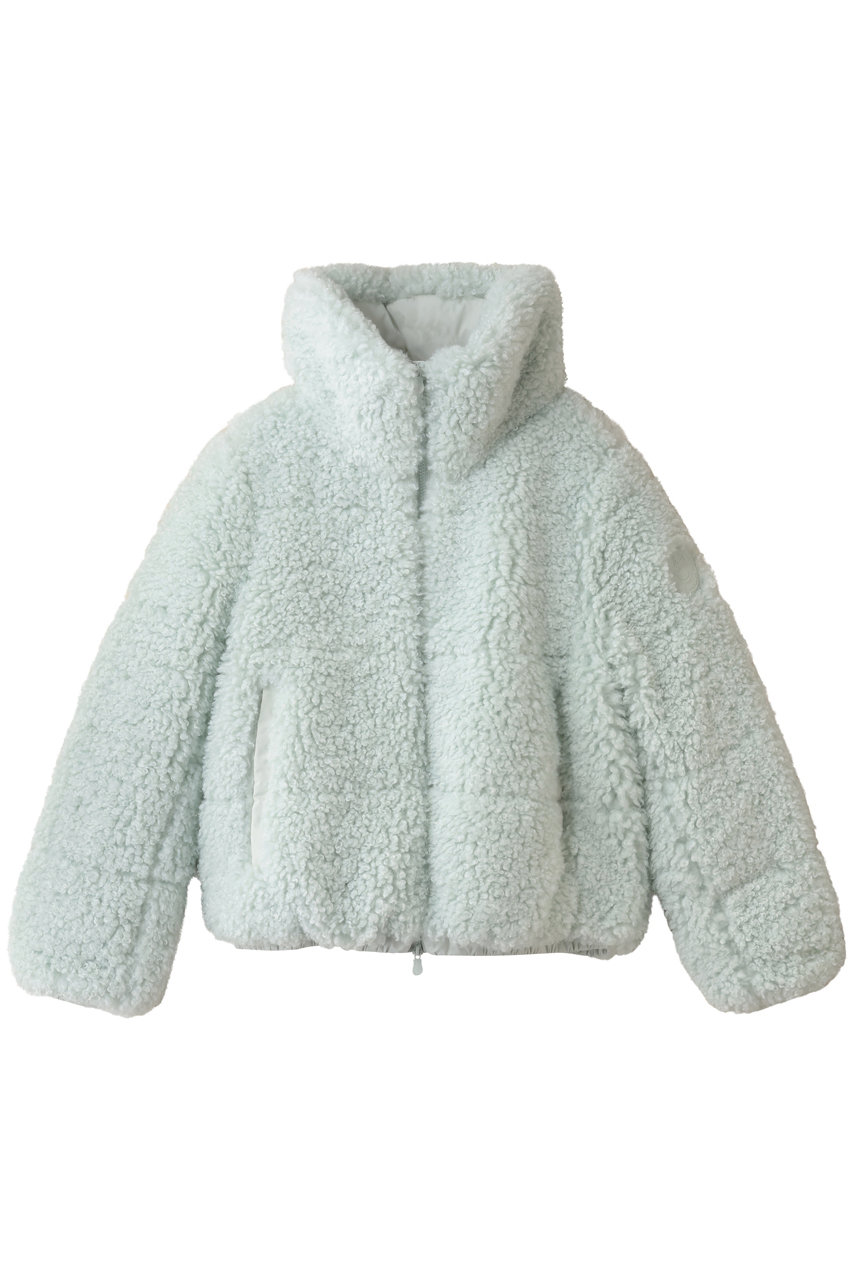 セーブ・ザ・ダック/SAVE THE DUCKのKENNIE D31990W CURL/フェイクファースタンドカラーショートコート(グレイシアブルー/D31990WCURL21)