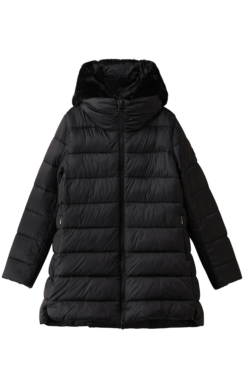 SAVE THE DUCK MATILDA D40280W JADE/フーディーキルティングロングコート (ブラック, 2) セーブ・ザ・ダック ELLE SHOP