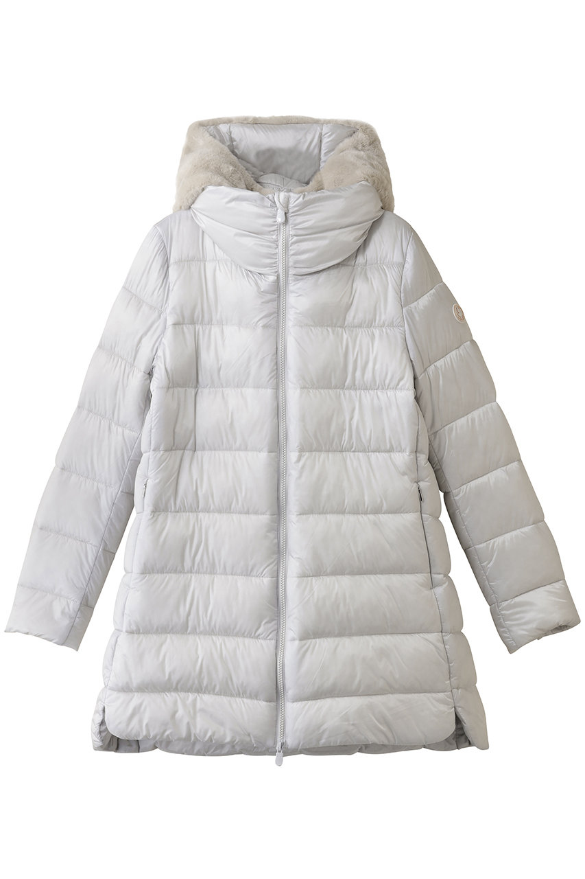 SAVE THE DUCK MATILDA D40280W JADE/フーディーキルティングロングコート (フォググレー, 2) セーブ・ザ・ダック ELLE SHOP