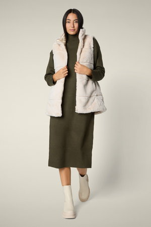 セーブ・ザ・ダック/SAVE THE DUCKのNIVES D82493W FURY/リバーシブルフェイクファーロングジレ(110800/110806)