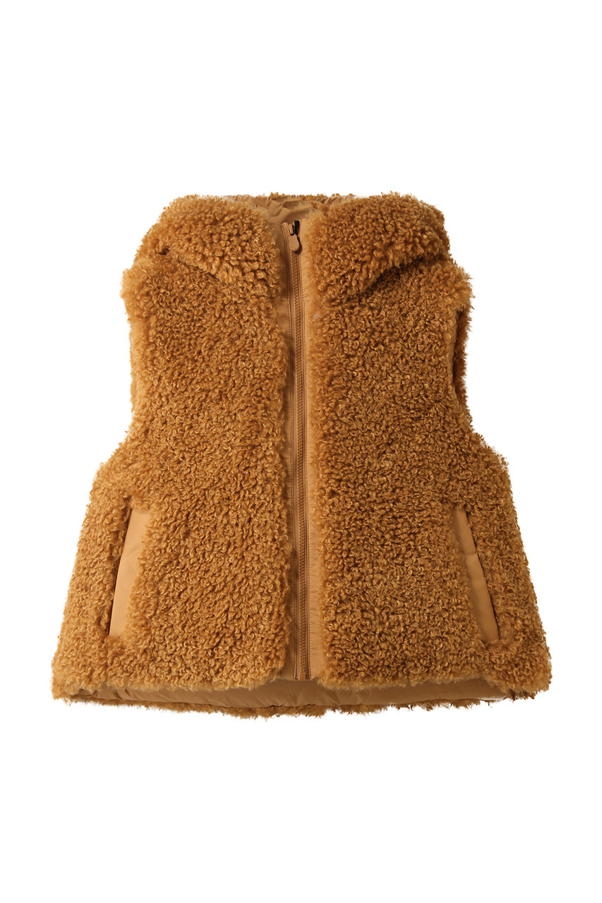 SAVE THE DUCK AYLAD82501W CURL/フェイクファーコショートジレ (トフィーブラウン, 1) セーブ・ザ・ダック ELLE SHOP