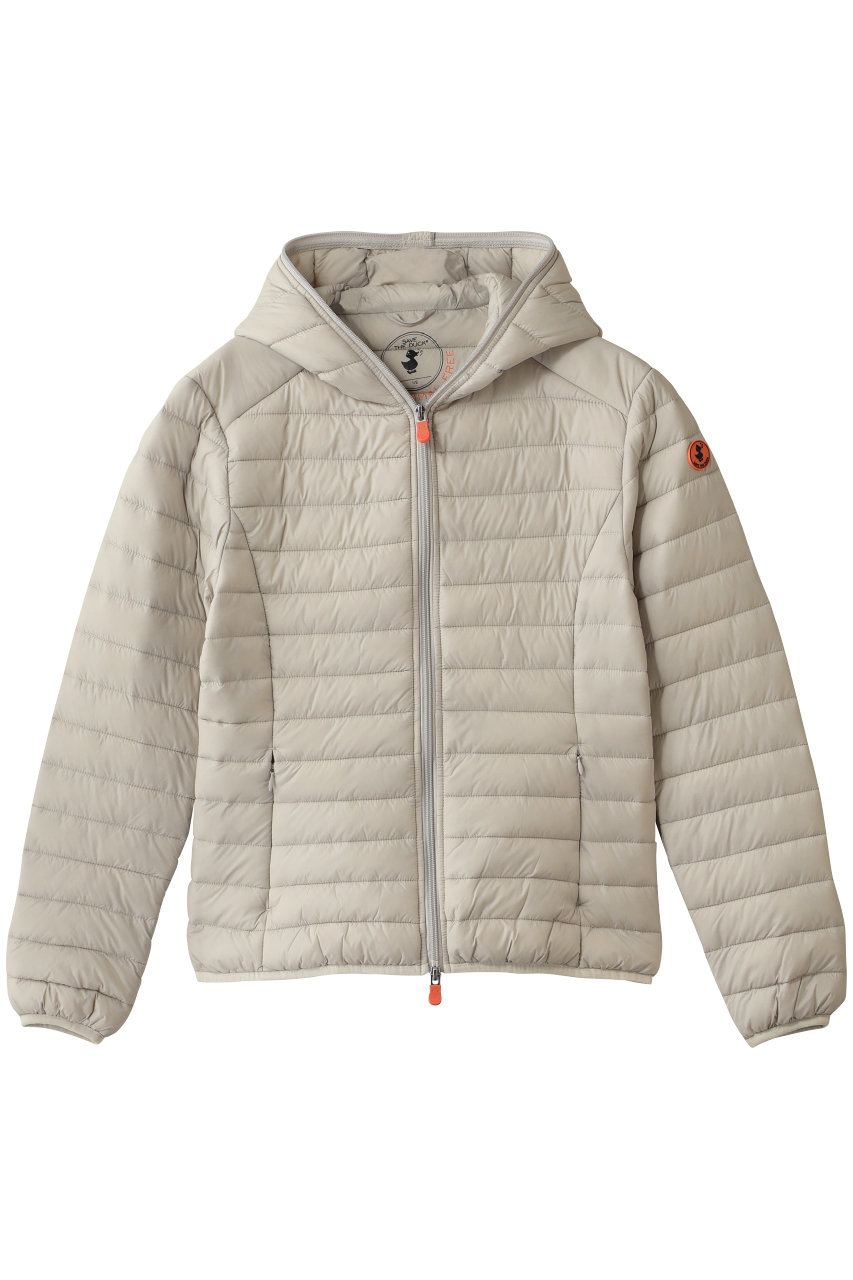 SAVE THE DUCK GIGA D33620W ショートフーディジャケット (レイニーベージュ, 2) セーブ・ザ・ダック ELLE SHOP